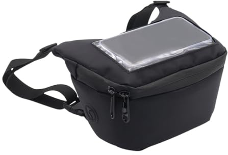SOLUSTRE Bicycle Handlebar Bag Cycling Front Bag Motorcycle Handle Bar Bag Detachable Shoulder Strap Bicycle Front Storage Pouch for Mountain Road Bike Bicycle Scooter Black, O11N73RG14P27MQWEJH7K