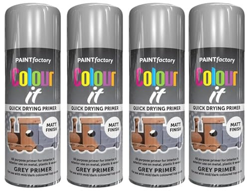 PNJB Grey Primer Spray Paint, Adhesion, Longevity And Durability, Smooth Primer, Flawless And Polished, All-Purpose Paint For Metal, Wood, & Plastic,250ml, (4PCS)