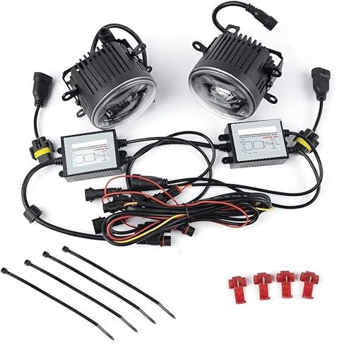 BLUETECH LED TAGFAHRLICHT/NEBELSCHEINWERFER kompatibel mit VW Transporter T5 VW Polo 9N Crafter.Duo Set Schwarz Ø 90mm