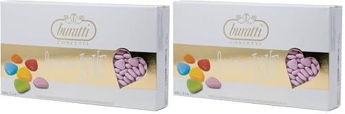 Buratti Confetti Dragées au Chocolat Curiandoli Rose 1 kg (Lot de 2)