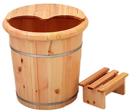 HIARAN Fußbad aus Holzfass, Fußwanne zum Einweichen der Füße, Fußbad, Spa-Wanne, Fußbecken für Erwachsene, Holzeimer für Pediküre, Fußbadeimer (Größe: D), Geschenk (D) Lucky Star