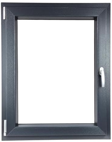 ALUCON Fenster 700x800 mm – Kunststofffenster 70x80 cm – Flügelfenster Innen Anthrazit/Außen Anthrazit – DIN Links