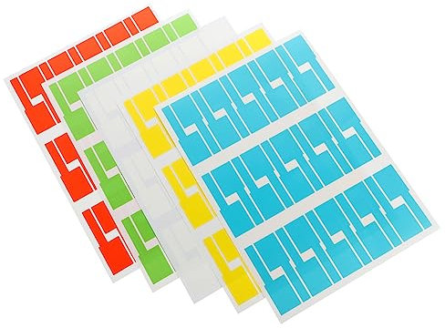 OFFSCH Etiquetas Para Cables Autoadhesivas Resistentes 20 Hojas Tamaño A4 Colores Variados Impermeables Organización Oficina