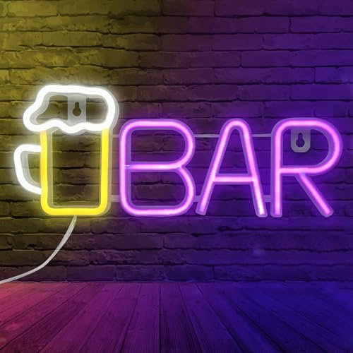 BORDEAG Panneau néon LED - Bar - Décoration murale - Rouge - PVC - 16 x 16 cm