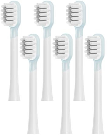 Fiohiros Têtes de brosse à dents compatibles avec Laifen, lot de 6 têtes de rechange pour brosse à dents pour adultes compatibles avec la brosse à dents électrique Laifen (6 Gris, Poils standards)