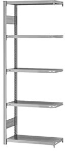 eurokraft | Steckregal | Bauart leicht | doppelseitig | HxBxT 2000 x 750 x 300 mm | verzinkt | Anbauregal