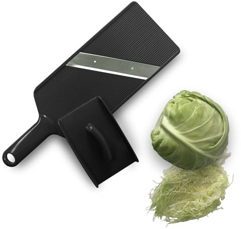 RCOAIMT, Larger Size Vegetable Slicer, Cabbage shredder peeler, Greate for Cabbage Salads, Jicama Tacos, Onion, Potato Chips, Made Cabbage Salads Thin Fine and Fluffy (Black)