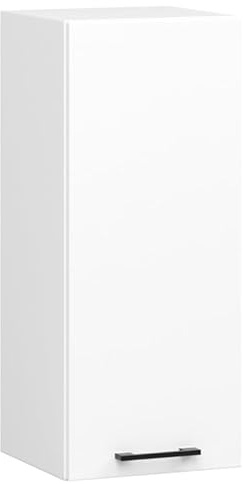 BDW - Küchenschrank Hängend - Oberschrank Küche - Weiß - 30x30x72cm, mit Griff - Küchenschränke Einzeln, Wandschrank, Küchenhängeschrank, Vorratsschrank, Schmal - OLIWIA 1 STK
