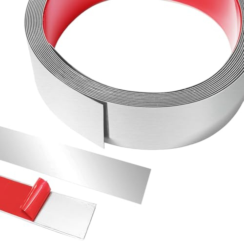 5 m x 4 cm metallband, trimlister, självhäftande, rostfri stålplåt, vägglister, stuckaturlister, vägg, skalle och stav, rostfritt stål för öppen spis, spegelram, möbler och heminredning, silver