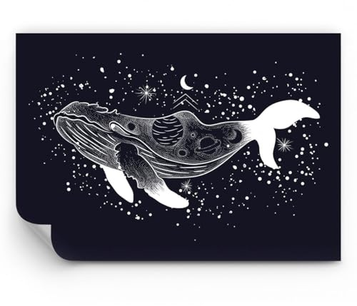 ARTTOR Papier Peint Autocollant Panoramique Deluxe - Baleine Noir Et Blanc Graphiques - 350x256 cm - Revêtement mural décoration Moderne Décoration Wallpaper Photo Salon Chambre - WF4AA350x256-4870