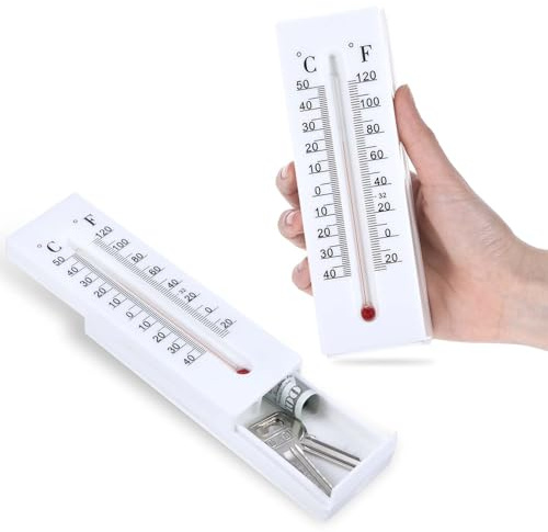 Hide A Key Outside Thermometer Decorate, Hidden Key Holder Keys Lockbox for Outside Spare Keys Hider, Waterproof Corrosion Hider Outsides Safe Storage for Outdoor/Garden/Yard