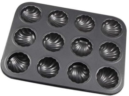 Whyzsjnclg Bandeja para hornear con forma, Bandeja para hornear con forma Molde para magdalenas antiadherente de 12 cavidades Molde para pasteles de acero al carbono, Madeleine