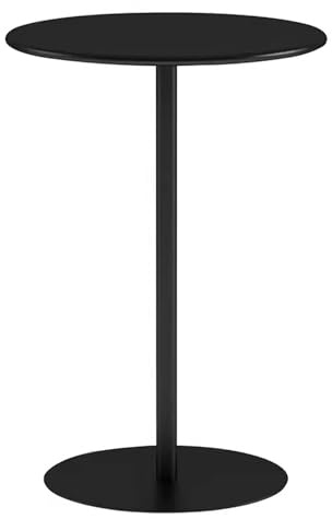 Runt bistro pub cocktailbord hög stång höjddesign med metallbas för kök hem och kontor snyggt svart cirkulärt bord (40 x 56 cm)