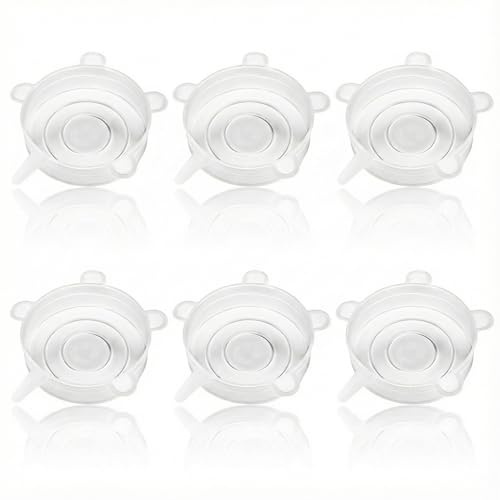 Hopzab 6 Pcs Silicone Stretch Lids, Reusable Food Covers for Bowls, Dishes, and Yoghurt Pots, Microwave, Freezer, and Dishwasher Safe, BPA Free, Eco-Friendly Airtight Lids