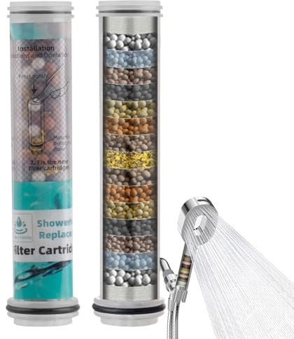Hibbent Lot de 2 Cartouches de Rechange pour Pommeau de Douche - Adoucit l'Eau Dure, Élimine le Chlore et les Métaux Lourds pour la Peau et les Cheveux