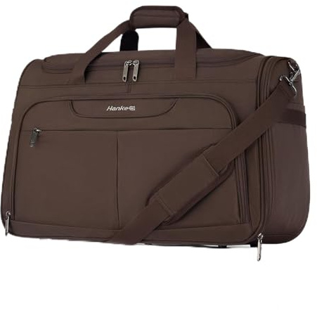Hanke 36.5L Faltbare Reisetasche Leichte wasserdichte Handgepäck Tasche Sporttasche Damen Carry on Luggage Cabin Bag Gym Bag Travel Bag für Herren Damen, Braun