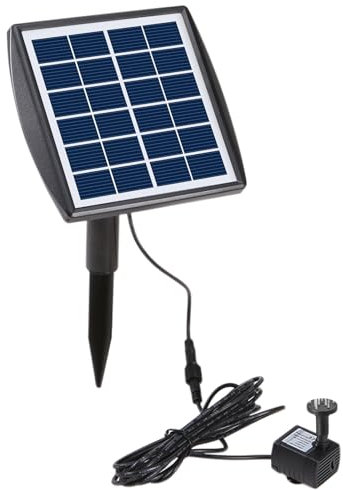 Decdeal Wasserpumpe Springbrunnenpumpe Solarpumpe 200L / h 6V / 2W mit Solarpanel 4 Düseneinstellbarem für Aquarium Kleiner Teich Garten
