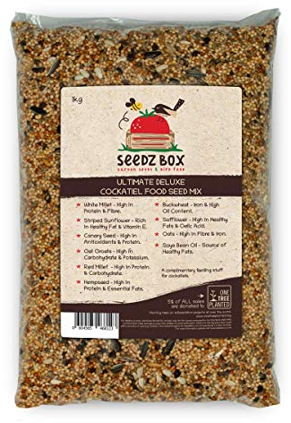 Cockatiel Food 1kg - Seed Feed Mix For Cockatiels Weiro Bird Quarrion - SeedzBox Bird Food - Complete Foodstuff For Cockatiels - Donation to OneTreePlanted