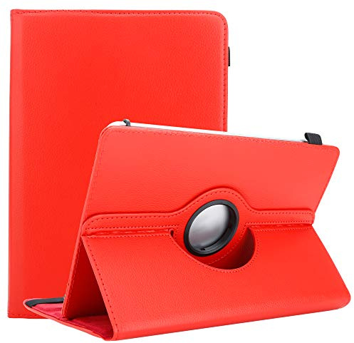 Cadorabo Funda para Tableta Compatible con Xiaomi Mi Pad 4 Plus (10.1) en Rojo - Funda Protectora de Cuero sintético con función de Soporte - Estuche de 360 ​​Grados con Banda elástica