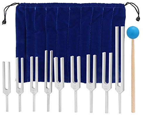 9-teiliges Stimmgabeln Chakra Set, Edelstahl Stimmgabel Aluminiumlegierung Stimmgabel Angebot Genaue Frequenzgang 174Hz/285Hz/396Hz/417Hz/528Hz/639Hz/741Hz/852Hz/963Hz, Stimmgabel für Meditation (2#)