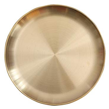 Round Brass Tray,Small Gold Decorative Tray Metal Storage Organizer Tray for Modern Home,Matte Brass Finish (23cm/9.1inch)