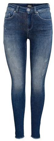 ONLY Dam skinny jeans ONLBLUSH medium midja skinny fit jeans, Blå (Dark Blue Denim), M / 32L