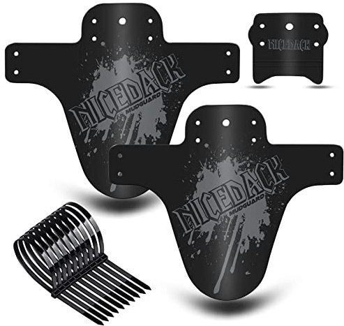 NICEDACK Parafango MTB, Compatibile Anteriore o Posteriore Enduro Parafanghi Bici MTB Misura BMX 20 26 27,5 28 29 Pollici Mountain Bike e Fat Bike (Grigio+Nero)