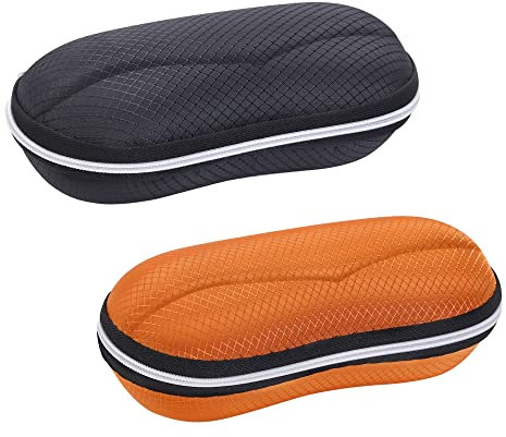 molshine 2 Stück Sonnenbrillenetui, Brillenetui mit Reißverschluss für Damen und Herren(Schwarz & Orange)