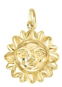 forme di Lucchetta - Anhänger Sonne mit Lächeln aus 14K Gelbgold | Durchmesser 16mm, Goldanhänger Damen Mädchen 585 Echtgold für Kette (bis zu 4 mm), hergestellt in Italien, Durchmesser 16