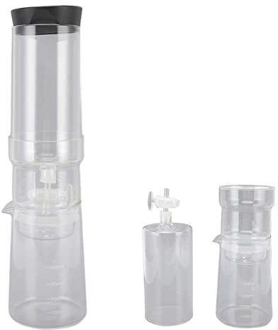 Natudeco Drip Tower Coffee Maker, Removable Adjustable Iced Coffee Drip Pot Reusable High Borosilicate Glass Clear Cold Brew Coffee Set 400ml