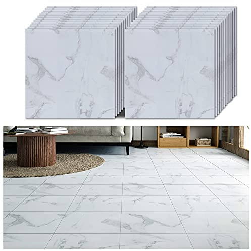 VEELIKE Vinylgolv självhäftande kakel marmor vit PVC golvbeläggning golvplattor kakelfolie köksvägg vit kakeldekaler golv badrum sovrum matsal kök 30 cm x 30 cm 24 stycken