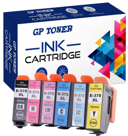 GP TONER Druckerpatronen Ersatz für Epson 378XL Tintenpatrone für Epson XP-8000 8005 8500 8505 8600 8605 (Schwarz, Cyan, Light Cyan, Magenta, Light Magenta, Gelb)