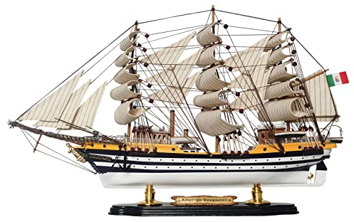 HOME DECOR SAILINGSTORY Holzmodell Schiff Amerigo Vespucci Maßstab 1:190 Replik Schiffsmodell Schoner Segelboot Dekor