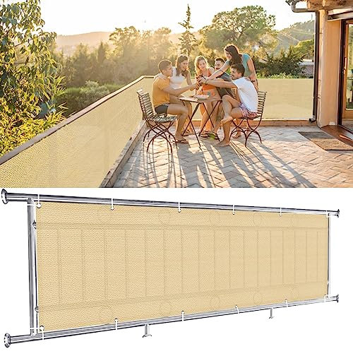 NINGBAI Brise-Vue Balcon Clôture 55 x 850 cm Brise Vent Terrasse, Brise-Vue Balcon, Habillage De Balcon Tissu HDPE 220g/m², Résistant aux UV, pour Jardin et Lieu de fête, Jaune