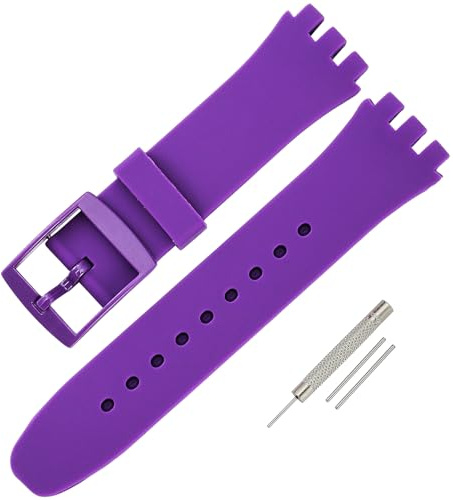 Rihahisy Silicone Rubber Watch Strap/Watch Band Replacement for Swatch (20mm, Pansy)