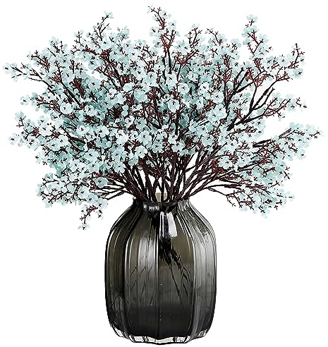 JAKY-Global Babys Atem Stoff Tuch künstliche Blumen 6 Bundle europäischen gefälschte Seidenpflanzen Dekoration Hochzeit Party Dekoration Blumensträuße Real Touch DIY Home Garden (Grau Blau-6pcs)