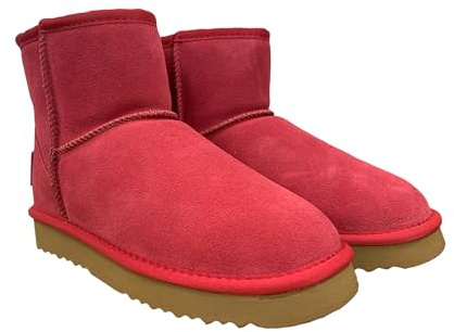 OOG Damen Lederboots mit Teddyfell Echt-Leder warm gefüttert Schnee Boots Winter Boots (58541Pink, EU Schuhgrößensystem, Erwachsene, Damen, Numerisch, M, 39)