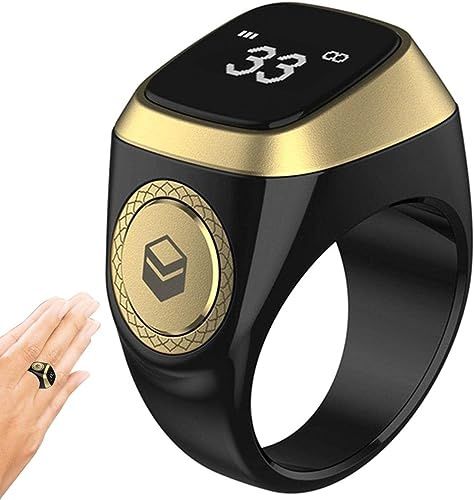 Mr.Gadget's Solutions Smart Tasbih Zikr Ring, Muslim Prayer, Prayer timing reminder, OLED display Tasbih Counter, Smart Ring, Wearable Technology - Black(20mm)