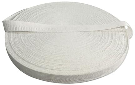 Wisafory 45m Baumwoll Gurtband Schrägband Einfassband Twill-Band Köperband Nahtband Baumwollschrägband mit Fischgrätenstich Baumwollband Stoffband für Handwerk Nähen Stricken Weiß 3cm