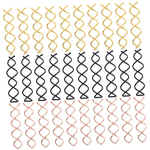MAGICLULU Spiral Haarnadeln 30 Stück Metalllegierung Drehbare Haarklammern Für Damen Schwarz Gold Roségold Friseurwerkzeug Reise Haarschrauben