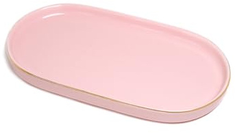 Keramik-Schmuckschale, Parfüm-Tablett, 17,8 x 10,2 cm, dekorativer Auffangbehälter für Schmuck, Schlüsselanhänger, kleines Badezimmer, Seifenschale für Küchenspüle, Rosa