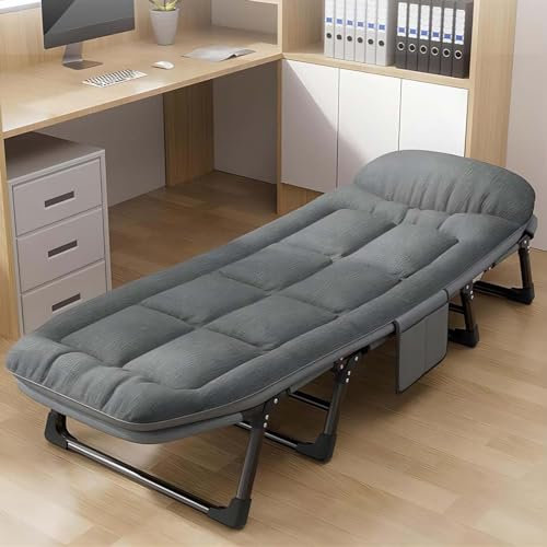SHAIRMB Campingbetten, Tragbare Campingbetten für Erwachsene, Zusammenklappbares Campingbett, tragbar Reisebetten, Klappbare Chaiselongue Lounge-Sessel, für Camping, Pool,Grau,70.8x26 in