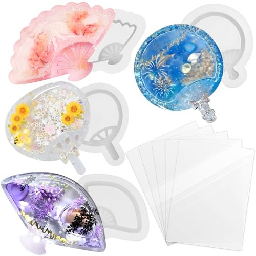 Gießform Shaker Form Handfächer Set mit Folien für Kawaii Schlüsselanhänger Charms