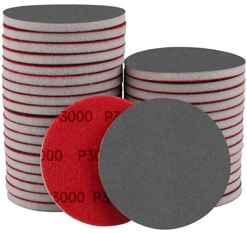 Shineboc 20Pcs 3 Inch Hook and Loop Sanding Sponge Disc with Buffer Backing 3000 Grit Wet or Dry Sanding Sheets Reusable Hand Sander Sandpaper - Curved Surface Sanding Pads for Automotive Wood Metal