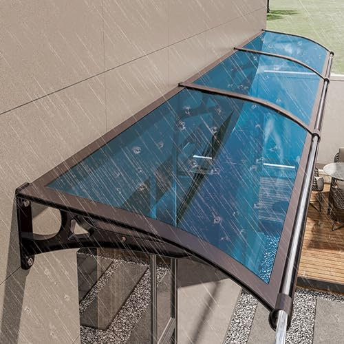Moderne Außenüberhang-Markise für Fenster und Haustüreingang mit Aluminiumhalterung, Polycarbonat-Überdachung, Regenrinnen, Schnee- und UV-Schutz – L60 x B3