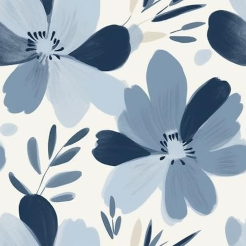 VaryFloral Carta da parati adesiva floreale 30,5 cm x 300 cm beige floreale carta da contatto blu navy margherita retro adesivo in plastica acquerello adesivo da cucina vinile adesivo da parete in