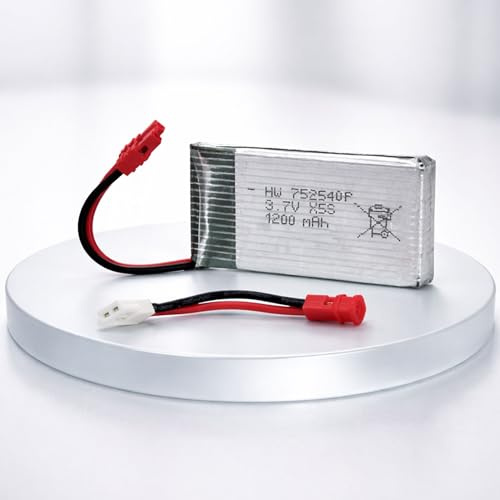 3.7V 1200-mAh 1S Li-Po Akku Syma HC Stecker u. MX2.0 2P Molex Adapter, Lithium-Polymer Batterie, Kompatibel mit X5HC X5HW X5SW X5SC-1, RC Quadcopter, Drohne, Auto, Hubschrauber, Spielzeug, Beleuchtung