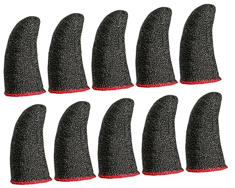 Angoily Atmungsaktive Fingerhüllen aus Silberfaser 10 Stück Schwarz für Mobile Spiele Fein und Flexibel mit Vollem Schutz bei Wischen Ziehen und Öffnen
