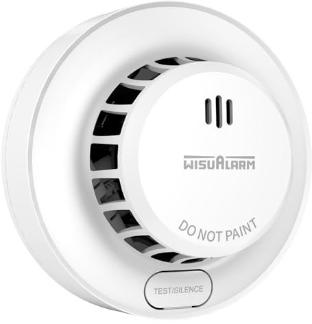 Smoke Alarm 10 Years Lifepan, 5 Years Battery, Smoke alarms for Home, with Replaceable Battery, Fire Alarm Test/Silence Button, Smoke Detector, 85dB, Conforms to EN14604, UKCA (1PCS)