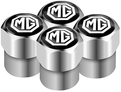 IUYTGTR 4 Stück Auto Ventilkappen, für MG MG3 2011 Leuchtende Reifenkappen, Mit Beschriftung Ventilkappen Auto Reifen Staubkappen,normal-Silver